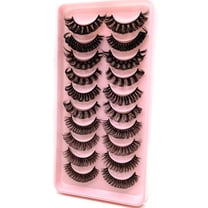 10Pairs 3d Russian, D Curl Lash Strips, 15mm Wispy Fake Lashes that Look Like Extensions, Natural False Lashes Mink