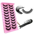 thumbnail image 1 of 10Pairs 3d Russian, D Curl Lash Strips, 15mm Wispy Fake Lashes that Look Like Extensions, Natural False Lashes Mink, 1 of 14
