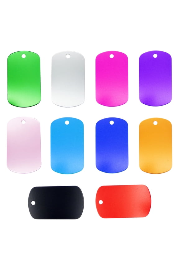 10Pairs Aluminum 50x29mm Rectangle Blank Pet ID Tag Charms Dog Tag Cat Tag Collar Pendant Jewelry DIY Making Accessories