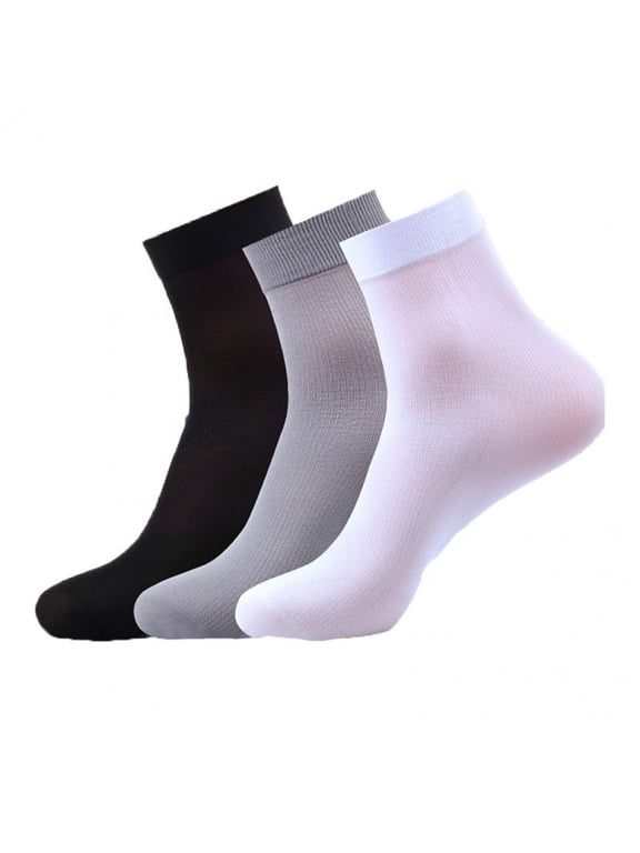 10Pairs Business Mens Summer Socks Thin Silk High Elastic Nylon Breathable Casual Short Crew Socks Male Cool Socks High Quality