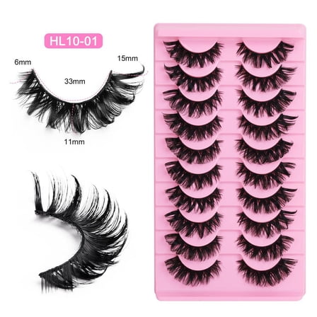 10Pairs Delicate False Eyelashes,Fluffy Lightweight Eyelashes,Cat Eye Eyelashes-