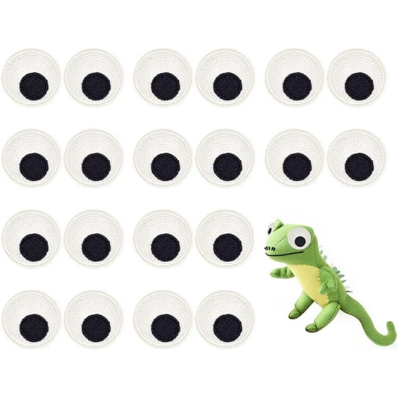 10Pairs Eye Computerized Embroidery Cloth Iron on/Sew on Patches Costume Accessories White 44.5~45x2mm