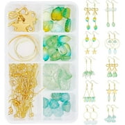 10Pairs Green Teardrop Ginkgo Leaf Lotus Pod Transparent Beads Dangle Earring Making Kits for Jewelry Making Beginners