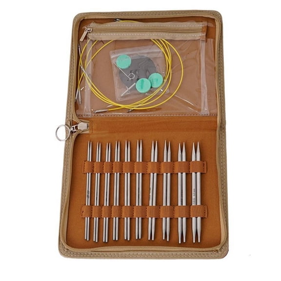 10Pairs Interchangeable Knitting Needle Set 2.8mm-6.0mm Steel Circular Knitting Needle with1eatherStorage Case