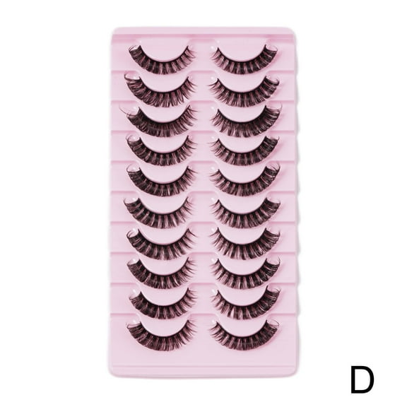 10Pairs Russian Style Strip Lashes D Curl Mink False Full Curled Eyelashes Z2D4