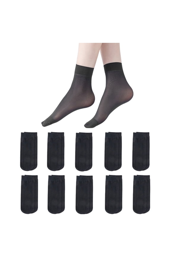 10Pairs Women's Sheer Ankle Socks Thin Nylons Socks Transparents Highs Hosiery Stockings Socks