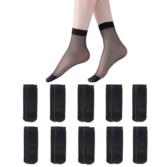 10Pairs Women's Sheer Ankle Socks Thin Nylons Socks Transparents Highs Hosiery Stockings Socks