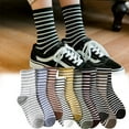 thumbnail image 1 of 10Pairs Womens Crew Socks Striped Socks Athletic Quarter Calf Socks, 1 of 6