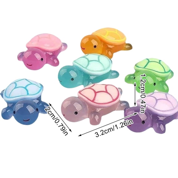 10Pc 3.2cm Mini Turtles, Mini Resin Turtles Figurines Glow in The Dark, Cute Tiny Turtle to Hide, Miniature Turtle Statues for DIY Micro Landscaping Decor