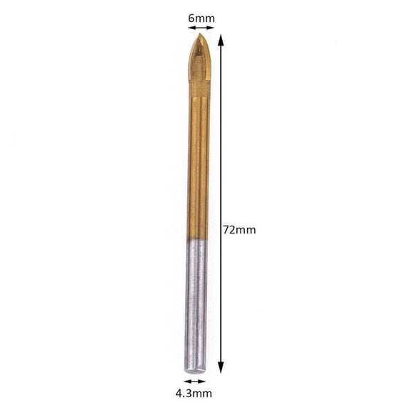 10Pc 6Mm Glass Drill Bit Cross Spear Point Head for Wall Ceramic Tile