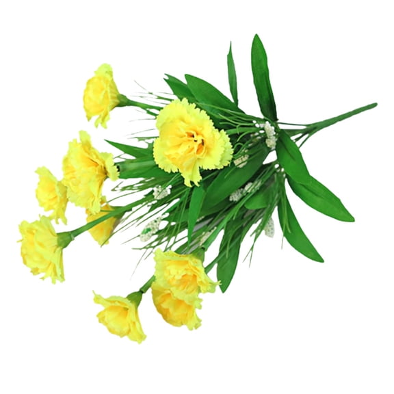10Pc Artificial Carnations 10 Head Carnation Bouquet For Living Room,Plastic Yellow