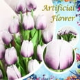 thumbnail image 1 of 10Pc Artificial Flowers Clearance! Nomeni Tulip Artificial Decorative Flowers Single Color 10Pc White and Purple, Fake Flowers Promotion Sale!, 1 of 4
