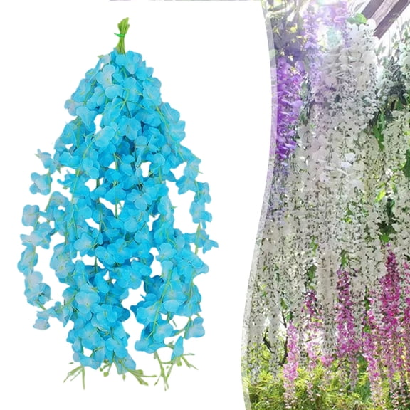 10Pc Artificial Wisteria Hanging Vines 50cm Violet Flower Garlands, Flower Strings for Wedding, Ceiling & Home Decor, I