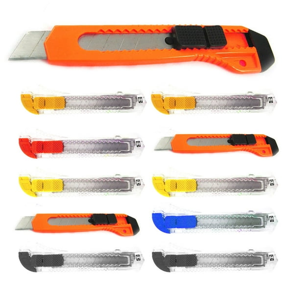 10Pc Folding Lock Back Utility Knife Box Cutter Retractable Blade Snap Off Razor