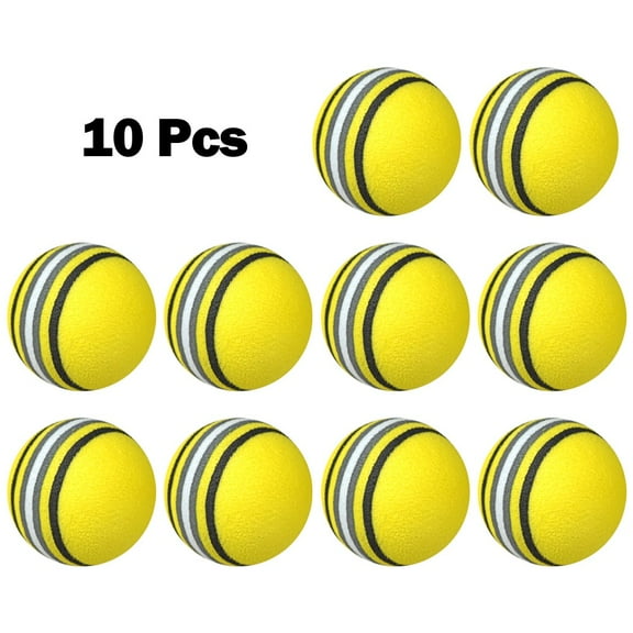 10Pc Golf Swing Training Foam Balls Indoor Practice Rainbow Sponge Balls Yellow
