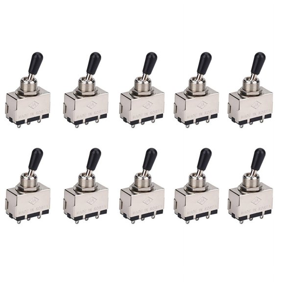 10Pc Guitar 3 Way Toggle Switch, Enclosed 3 Way Switch with Tip Knob Replacement Part for Lp Electric Guitar