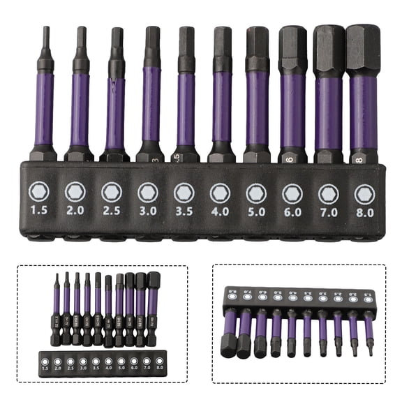 10Pc Magnetic Hex Head Screwdriver Bit Set 1/4 Shank Screwdriver Bit H1.5-H6