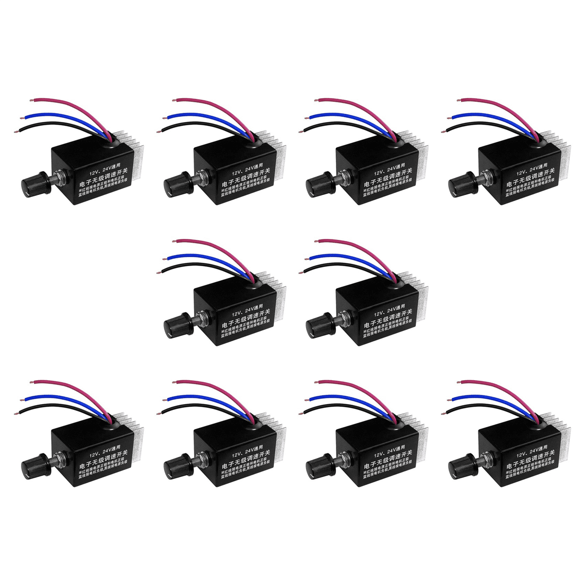 10Pc Motor Speed Regulator DC 12V/24V 10 A Motor Speed Controller
