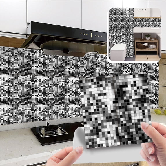 10Pc Peel and Stick Ceramic Tile Sticker, 3D Lattice Crystal Design, Diy Waterproof Adhesive Wall Sticker for Kitchen and Bathroom