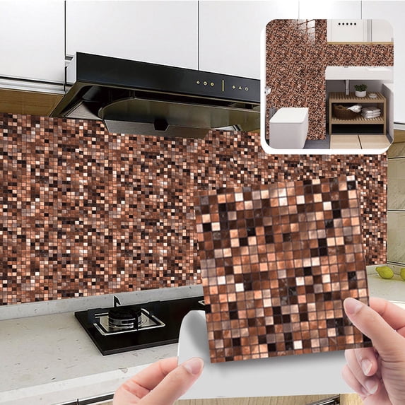 10Pc Peel and Stick Ceramic Tile Sticker, 3D Lattice Crystal Design, Diy Waterproof Adhesive Wall Sticker for Kitchen and Bathroom
