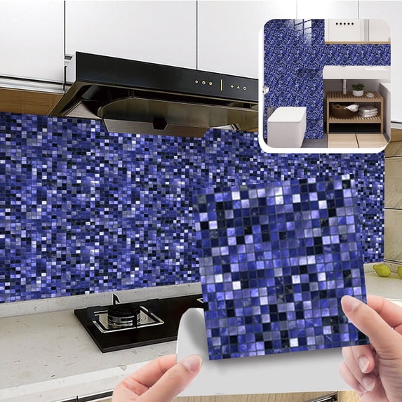 10Pc Peel and Stick Ceramic Tile Sticker, 3D Lattice Crystal Design, Diy Waterproof Adhesive Wall Sticker for Kitchen and Bathroom