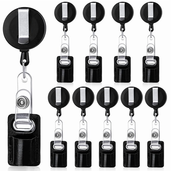 10Pc Retractable Pull Pen Pencil Holder Lanyard Leather Portable Pen Badge Reel Clip for Carpenter Pencil Nurses Teacher