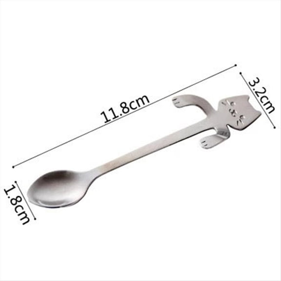 10Pc Stainless Steel Cat Coffee Spoons Mini Cute Cat Modeling Teaspoon Ice Cream Dessert Spoon Kitchen Tableware Gadgets
