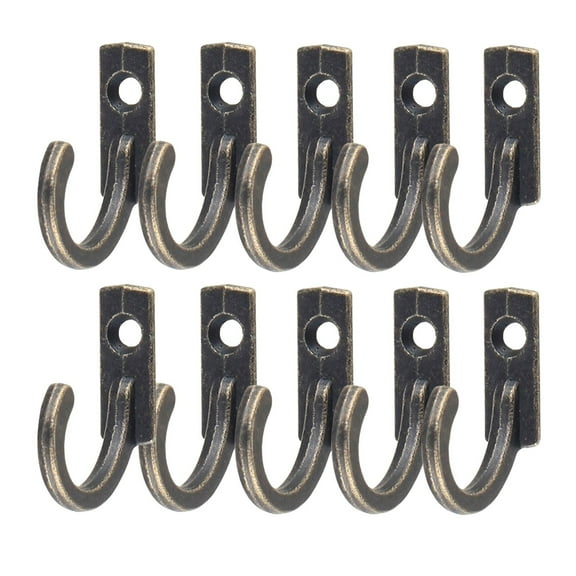 10Pc Vintage Bronze Wall Mounted Hook Coat Hanger for Door Closet Bathroom Single Hook for Hanging Keys Hats Towels Robes, Bronze
