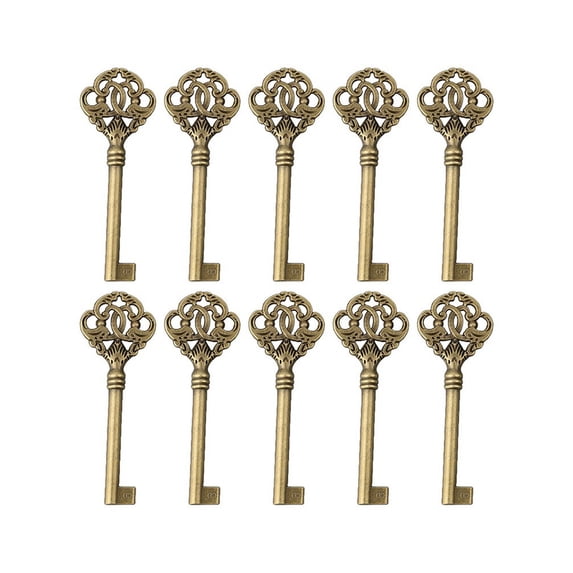 10Pc Vintage Style Open Skeleton Key Hole Head Furniture Cabinet Antique