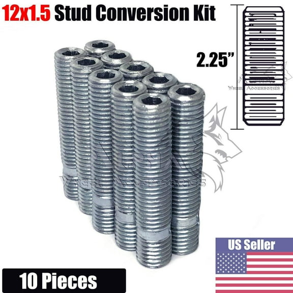 10Pc Wheel Stud Conversion Kit 12x1.5 To 12x1.5 Extended Stud 2.25" Long 57mm