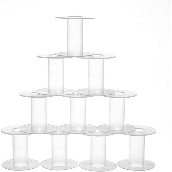 10Pcs 0.9 Inch Clear Empty Plastic Spools Crafts Thread Chain Roll Empty Bobbins Spool Storing Thread Bobbins for Beading Wire Craft Cord Rope Chain Roll