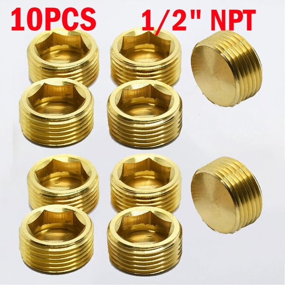 10Pcs 1/2" NPT Male Brass Internal Hex Head Socket Pipe Plugs End Cap