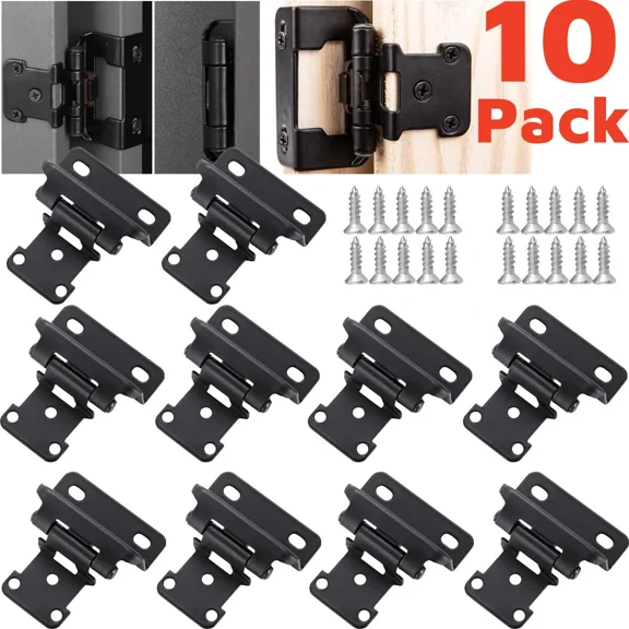10Pcs 1/2" Overlay Semi Partial Wrap Around Self Closing Kitchen Cabinet Hinges