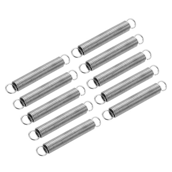 10Pcs 1.2x10x70mm Extended Tension Spring, 304 Stainless Steel Extension Spring Steel Dual Hook Compression Springs for Machinery Construction Industrial, Home Repairs, Silver