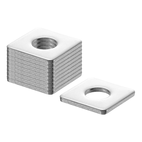 10Pcs 1-3/16" Square Plate Washer for 1/2" Bolt, 304 Stainless Steel Flat Bearing Plate (0.08" Thick)