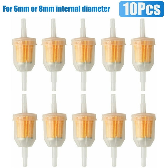 10Pcs 1/4" 6mm/8mm Inline Gas Fuel Filter For Small Engine Lawn Garden Mower