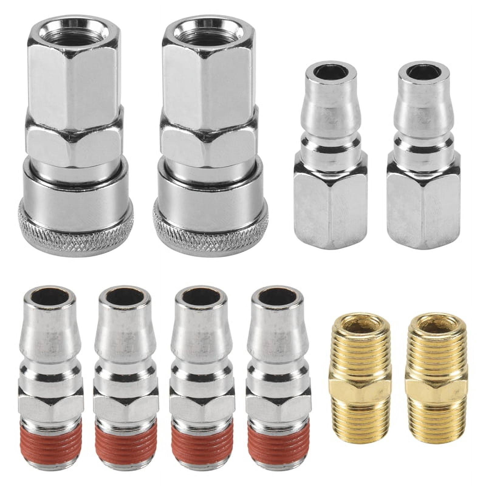 10Pcs 1/4 inch Air Line Hose Compressor Fitting Connector Coupler Quick ...