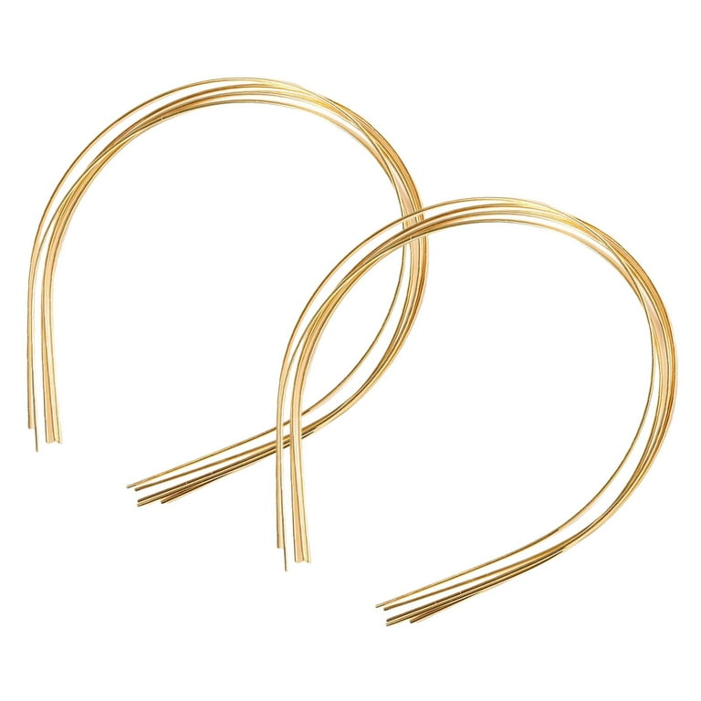 10Pcs 1.5mm Metal Thin Wire Headband Blank Plain Smooth for Making , Gold 