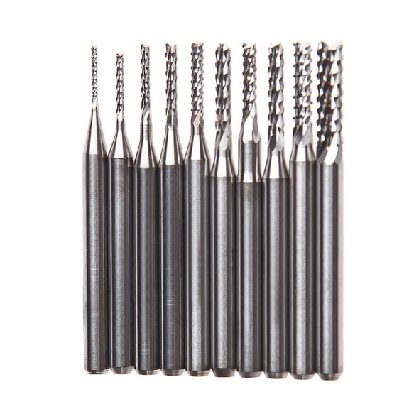 10Pcs 1/8'' 0.8-3.175mm Drill Bits Engraving Cutter Rotary PCB CNC End Mill Set