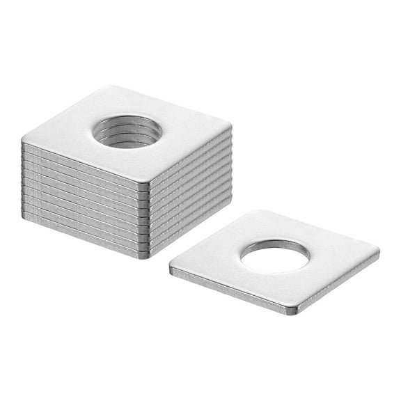 10Pcs 1-9/16" Square Plate Washer for 5/8" Bolt, 201 Stainless Steel Flat Bearing Plate (0.12" Thick)