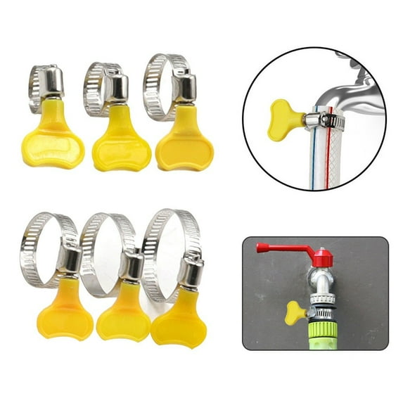 10Pcs 10-38Mm Hose Clamps Adjustable Yellow Plastic Handle Hand Wriggle Hose Clamp Stainless Steel Butterfly Pipe Clamps 10-16Mm 10Pcs Smile Home