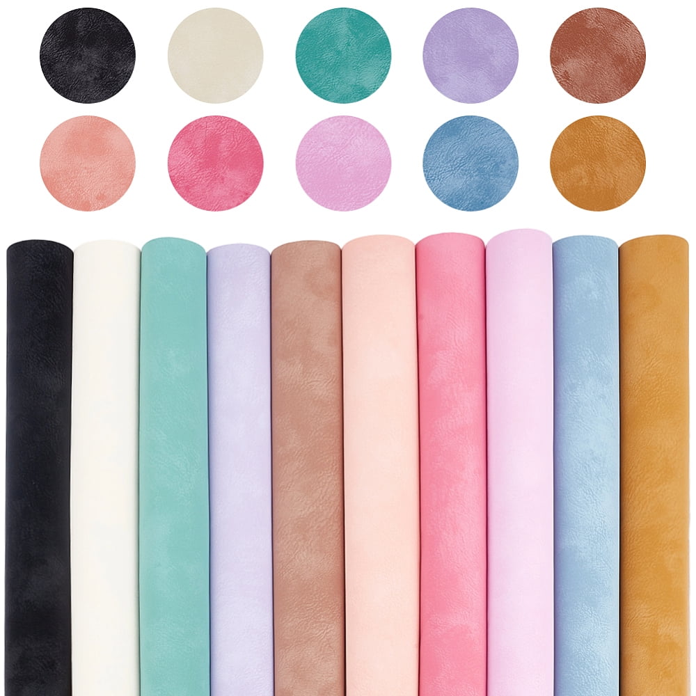 10Pcs 10 Colors Frosted PVC Imitation Leather Fabrics DIY Craft Supplies Mixed Color 33x20cm 1pc/color
