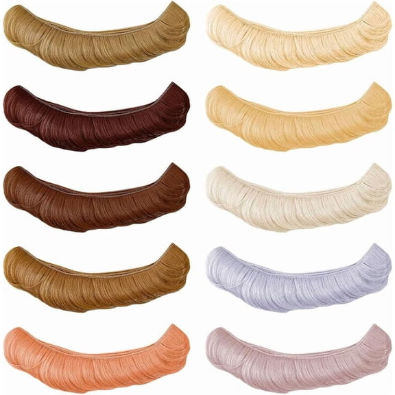 10Pcs 10 Colors Hair Wig 5cm Curly Short Bangs High Temperature Fiber Dolls Hairs Weft Extensions Dark Brown Hairs Replacement