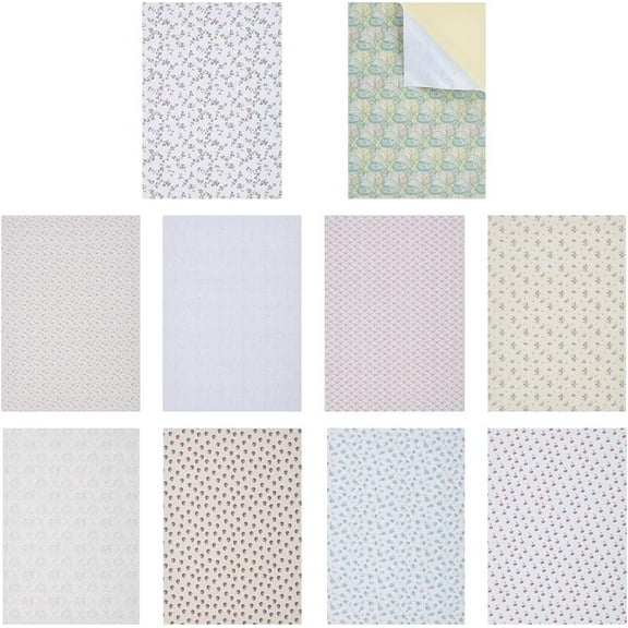 10Pcs 10 Styles Light Miniature Flooring and Wallpaper 11.7x8.3 Inch Mini House Flooring Decoration Mini Wall Paper Mini DIY Self Adhesive Floorboards Wall Paper for Miniature Scene Model Mixed Color