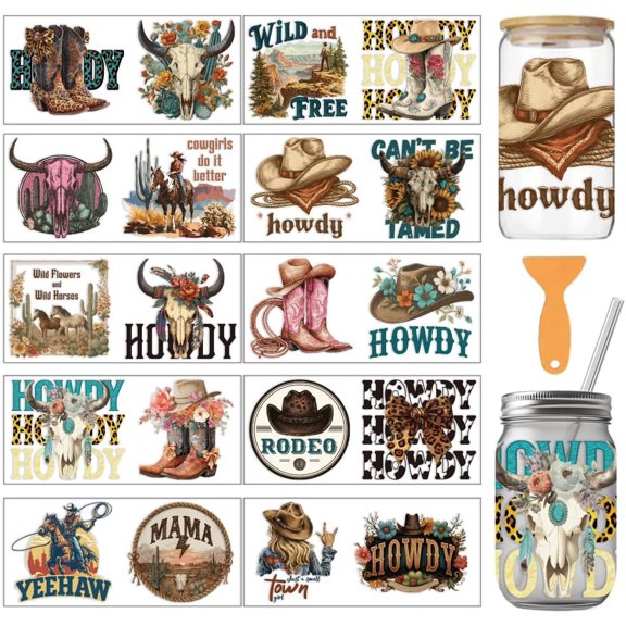 10Pcs 10 Styles PVC DIY Heat Transfer Paper for UV Sublimation Cup Mixed Shapes 240x110mm 1pc/style