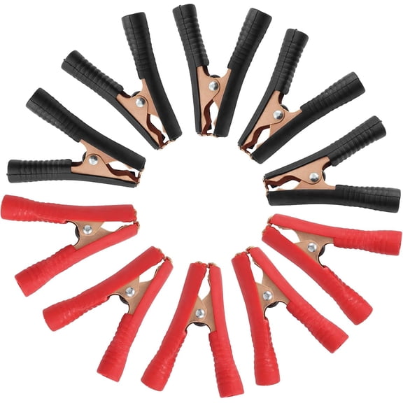 10Pcs 100A Insulated Alligator Clips Electrical Heavy Duty Alligator Clamps, Battery Replacement Cable Metal Spring Loaded Jumper Clips for Car Auto Vehicle Boat (Red & Black