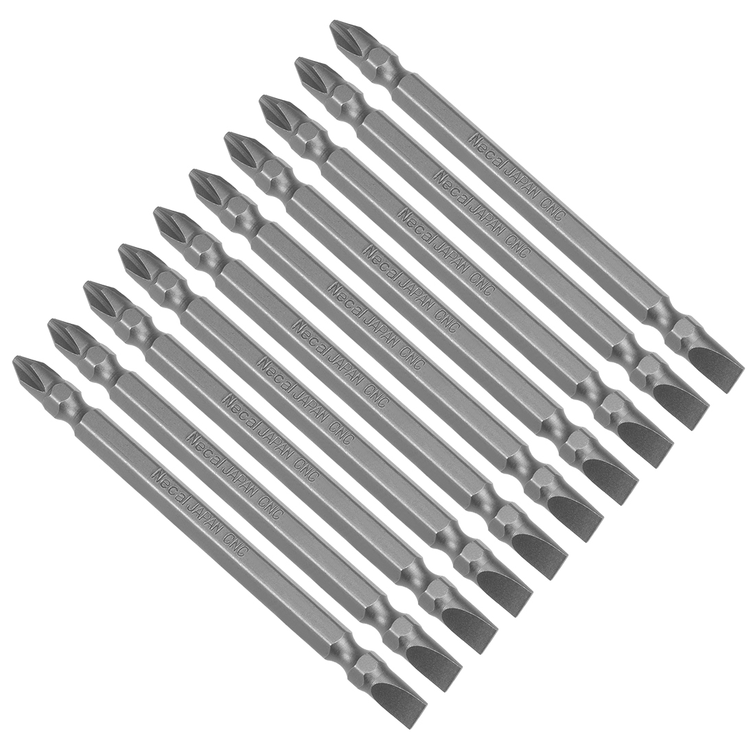 10Pcs 100mm Long S2 Magnetic -Slotted Screwdriver Bits 6PH2