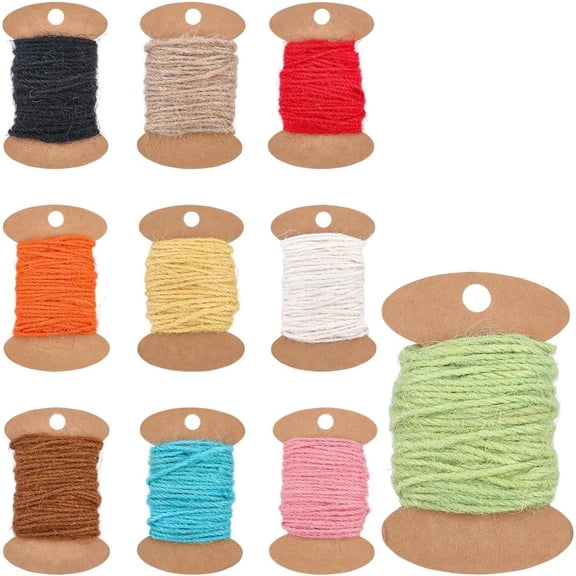 10Pcs 109.36 Yards Colorful Burlap String Mixed Decorative Long Hemp Bulk Multicolor Handfasting Thin Twines Durable Colored Jute Rope Twine Strings