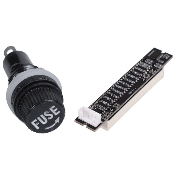 10Pcs 10A AC 250V 5mm x 20mm Panel Mounted Plastic Fuse Holder Socket with Mini Dual 12 Level Indicator,black & green white