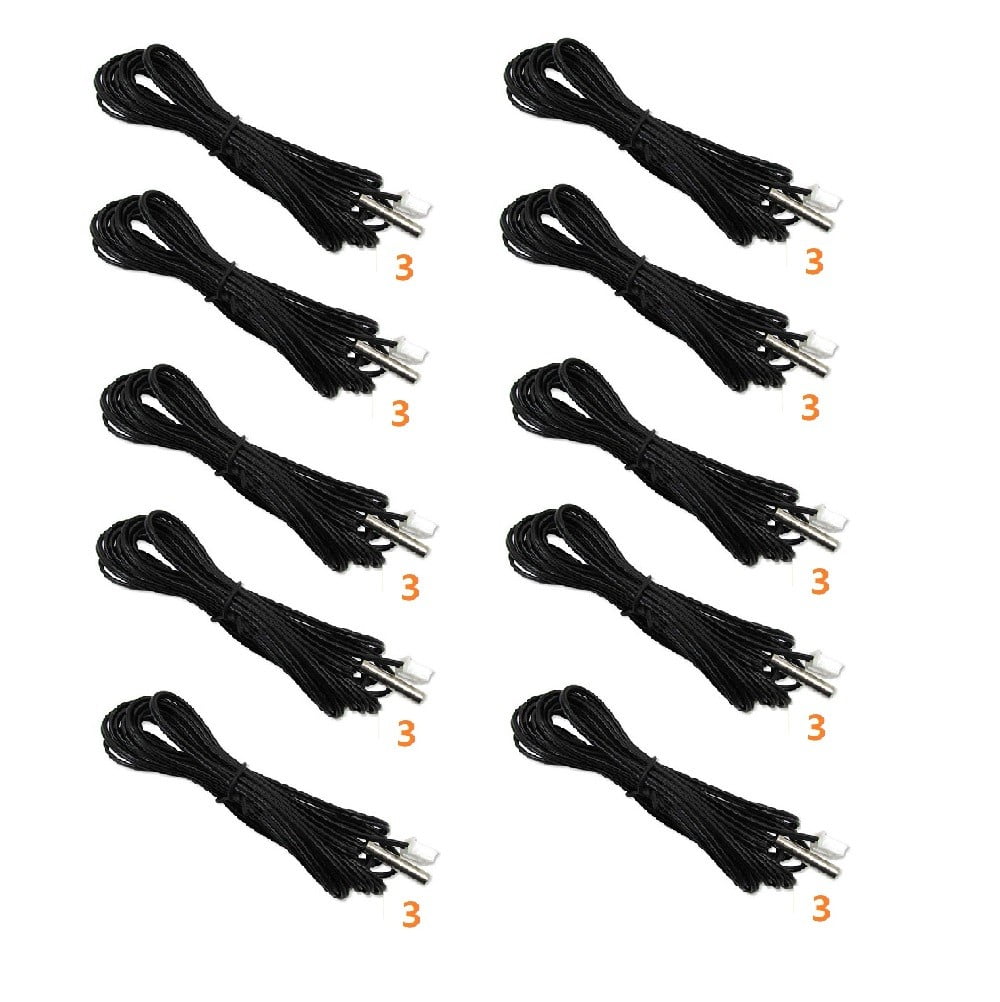 10Pcs 10K Ohm 1 3435 Thermistor Temperature Sensor Cylinder Probe With